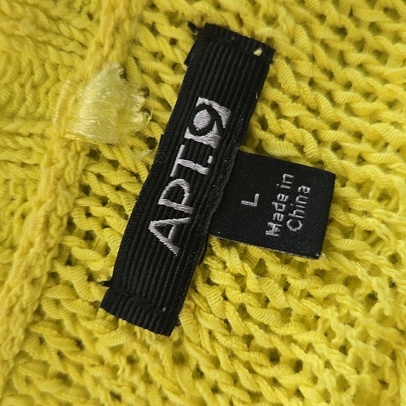 Apt.9 Loose Knit Nylon Bright Yellow Quarter Sleeve Pullover L - Picture 6 of 6